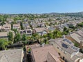 Aerial view suburban neighborhood with big villas Royalty Free Stock Photo