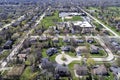 Aerial View of Suburban Neighborhood with Cul-De-Sac