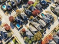 Aerial view suburban subdivision with dead-end street and colorful leaves near Dallas Royalty Free Stock Photo