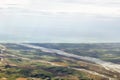 Aerial view of suburbs of Christchurch City, Canterbury, New Zealand, South Island. The Rakaia River meets Pacific ocean. Royalty Free Stock Photo