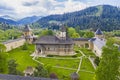 Aerial view of Sucevita monastery church in Moldavia Royalty Free Stock Photo