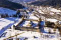 Aerial view of Sucevita Monastery in Moldavia Royalty Free Stock Photo