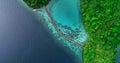 Aerial view of Sugba lagoon. Beautiful landscape with blue sea lagoon and bridge, National Park, Siargao Island, Philippines Royalty Free Stock Photo