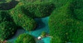 Aerial view of Sugba lagoon. Beautiful landscape with blue sea lagoon, National Park, Siargao Island, Philippines Royalty Free Stock Photo