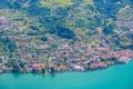 Aerial view of Sulzano from Monte Isola in Italy Royalty Free Stock Photo