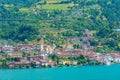 Aerial view of Sulzano from Monte Isola in Italy Royalty Free Stock Photo