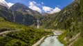 Aerial View of Sulzenau Valley Stubai Alps,Tyrol Royalty Free Stock Photo