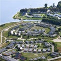 Aerial View : Summer camp along a lake