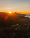 aerial view of sunrise above mountain range Royalty Free Stock Photo