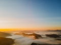 aerial view of sunrise above mountain range Royalty Free Stock Photo
