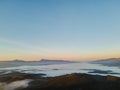 aerial view of sunrise above mountain range Royalty Free Stock Photo