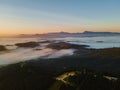 aerial view of sunrise above mountain range Royalty Free Stock Photo
