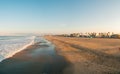 Aerial view of sunrise on a beach at Los Angeles Royalty Free Stock Photo