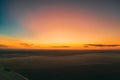 Aerial View Of Sunrise Bright Sky. Scenic Colorful Sky At Dawn. Sunset Sky Above Autumn Field Landscape In Evening. Top Royalty Free Stock Photo