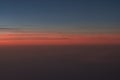 Aerial view of sunrise Clouds over the united states on a flight from Richmond to Houston Texas Royalty Free Stock Photo
