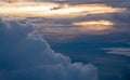 Aerial view of sunset with big cloud at evening sky view on airplane transportation.travel lifestyle.hope concept.