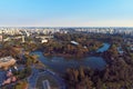 Aerial view of sunset at Ibirapuera`s Park, SÃÂ£o Paulo Brazil.