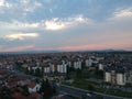 Aerial view of sunset in Kragujevac - Serbia