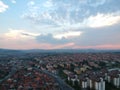 Aerial view of sunset in Kragujevac - Serbia