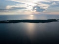 Aerial View of Sunset and Mangrove Islands in Caribbean Royalty Free Stock Photo