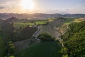 Aerial view of sunset at Marcher region in Italy