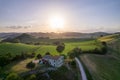 Aerial view of sunset at Marcher region in Italy