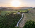 Aerial view of sunset at Marcher region in Italy