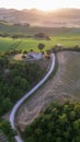 Aerial view of sunset at Marcher region in Italy