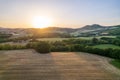 Aerial view of sunset at Marcher region in Italy