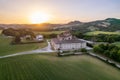 Aerial view of sunset at Marcher region in Italy