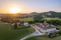 Aerial view of sunset at Marcher region in Italy