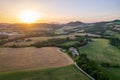 Aerial view of sunset at Marcher region in Italy
