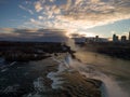 Aerial view of Sunset on Niagara Falls during winter time Royalty Free Stock Photo