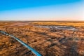 Aerial view of sunset over Australian desert. Royalty Free Stock Photo