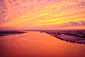 Aerial View of Sunset over Delaware River Royalty Free Stock Photo