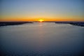 Aerial View of Sunset over Delaware River Royalty Free Stock Photo