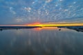 Aerial View of Sunset over Delaware River Philadelphia Royalty Free Stock Photo