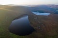 Aerial view of sunset over lough Bray upper in Wicklow Mountains national Park, in Ireland Royalty Free Stock Photo