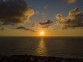 Aerial view of a sunset over the sea in Zambrone, coast of Calabria. Italy