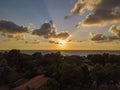 Aerial view of a sunset over the sea in Zambrone, coast of Calabria. Italy