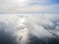 Aerial view of a Sunset sky background. Aerial Dramatic gold sunset sky with evening sky clouds over the sea. Stunning sky clouds Royalty Free Stock Photo