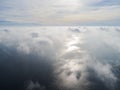 Aerial view of a Sunset sky background. Aerial Dramatic gold sunset sky with evening sky clouds over the sea. Stunning sky clouds Royalty Free Stock Photo