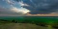 Aerial view of a sunset sky over Ivinghoe Beacon in England