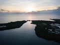 Aerial View of Sunset and Tropical Islands in Caribbean Royalty Free Stock Photo