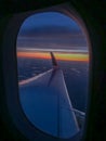 Last rays of sunset approaching Detroit, Michigan