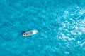 Aerial view of sup board with people in blue sea at sunny day Royalty Free Stock Photo