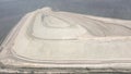 Aerial view of a surface tailings pond of chemical residue. Tailings pond for waste from a chemical plant