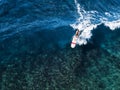 Aerial view of the surfer riding