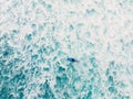 Aerial view of surfer on surfboard swim in blue ocean. Top view Royalty Free Stock Photo