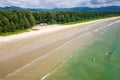 Aerial view of surfers waiting for waves off a tropical beach (Memories Beach, Khao Lak, Thailand Royalty Free Stock Photo